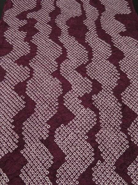 Photo1: 3G04z50 Japanese Kimono Silk  FABRIC Grape  Shibori dyeing 41.7" (1)