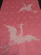 Photo1: 2W11z80 Japanese Kimono Silk  FABRIC Pink Crane 60.6" (1)