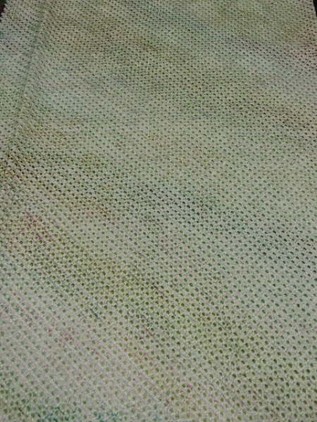 Photo1: 1B04z80 Japanese Kimono Silk  FABRIC Light green Shibori dyeing 63.8" (1)