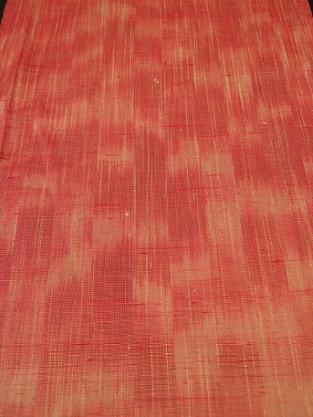 Photo1: 4C02z50 Japanese Kimono Silk  FABRIC Orange-Red   40.2" (1)