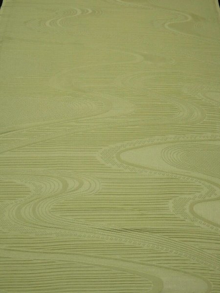 Photo1: 2A01z50 Japanese Kimono Silk  FABRIC Light lime green Stream 37.8" (1)