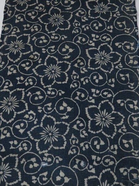 Photo1: 4M02z80 Vintage Japanese Kimono Cotton Momen Boro Fabric Indigo Katazome 66.1" (1)