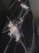 Photo5: 3B02z50 Japanese Kimono Silk  FABRIC Black-Navy Flowers 37" (5)