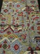 Photo1: 1T01z40 Vintage Japanese Kimono Silk MEISEN FABRIC Gray Flowers 41.7" (1)