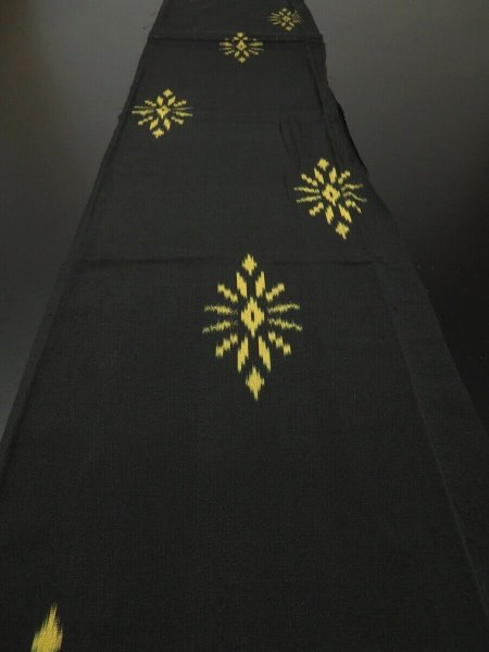 Photo1: 1N04z80 Vintage Japanese Kimono Silk  FABRIC Black Chrysanthemum 59.1" (1)