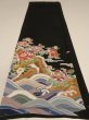 Photo7: 2L04z70 Japanese Kimono Silk Artist work FABRIC Black Wave 44.1" (7)