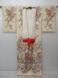 Photo10: 1611i08z990 Japanese Kimono Silk TSUKESAGE Off-white Bird (10)