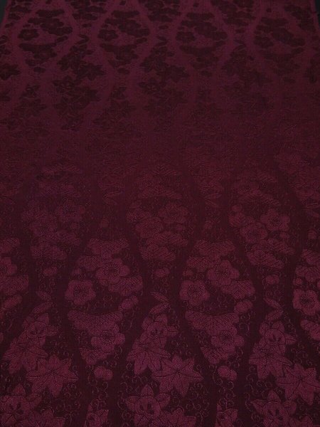 Photo1: 2A06z80 Japanese Kimono Silk  FABRIC Burgundy Maple 64.6" (1)