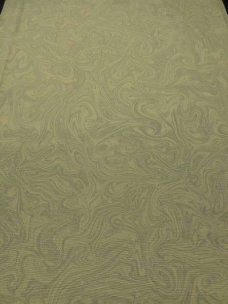 Photo1: 1S02z60 Japanese Kimono Silk  FABRIC Light olive, Light gray Suminagashi 40.9" (1)