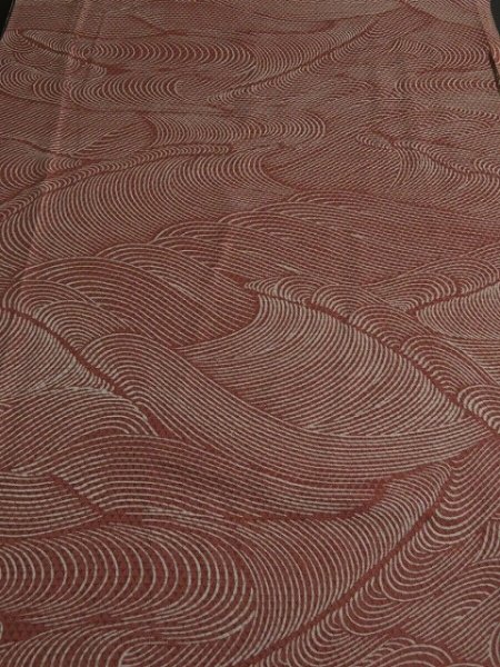 Photo1: 1R02z50 Japanese Kimono Silk  FABRIC Light pinkish brown Wave 40.2" (1)