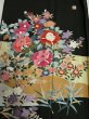 Photo1: 3E04z110 Japanese Kimono Silk Artist work FABRIC Black Yuzen 46.5" (1)