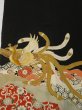 Photo1: 3E02z120 Vintage Japanese Kimono Silk  FABRIC Black Phoenix 46.5" (1)