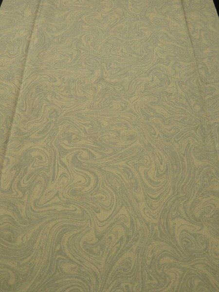 Photo1: 1S04z90 Japanese Kimono Silk  FABRIC Light olive, Light gray Suminagashi 66.9" (1)