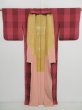 Photo10: 0820i01z930 Vintage Japanese Kimono Silk KOMON Dark pink-red Ichimatsu (10)