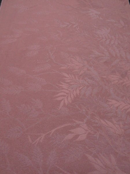 Photo1: 1U04z70 Japanese Kimono Silk  FABRIC Rosy brown Plants 51.2" (1)