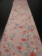 Photo5: 1A05z90 Japanese Kimono Silk  FABRIC Pink Flowers 66.1" (5)