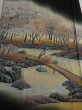 Photo1: 1F01z120 Japanese Kimono Silk Artist work FABRIC Black Scenery 50.4" (1)