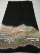 Photo5: 2H02z140 Japanese Kimono Silk Artist work FABRIC Black Garden 47.2" (5)