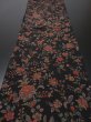 Photo5: 2V02z70 Japanese Kimono Crepe Silk  FABRIC Black Flowers 43.3" (5)