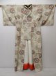 Photo8: 1402T08z840 Vintage Japanese Kimono Silk KOMON Ecru beige Flower (8)