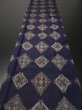 Photo5: 3F04z40 Vintage Japanese Kimono Silk MEISEN FABRIC Dark purple   59.8" (5)