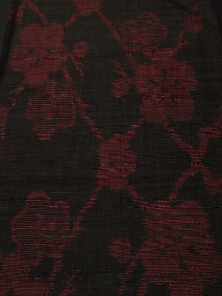 Photo1: 1D06z80 Japanese Kimono Silk  FABRIC Black-Brown Plum branch 59.8" (1)