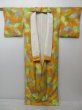 Photo8: 1611i05z870 Japanese Kimono Silk KOMON Dark Yellow Leaves (8)