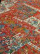 Photo1: 1L02z60 Japanese Kimono Silk  FABRIC Orangered Sensu, Flowers 39.4" (1)