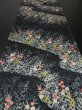 Photo5: 3M01z60 Japanese Kimono Silk  FABRIC Black Flowers 37.8" (5)