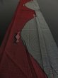 Photo1: 3A06z90 Vintage Japanese Kimono Silk  FABRIC Black, Dark red   62.2" (1)