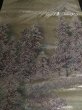 Photo1: 1A02z140 Japanese Kimono Silk OBI FABRIC Silver Mountain, Trees 53.5" (1)