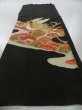 Photo6: 2G01z110 Vitnage Japanese Kimono Silk  FABRIC Black Phoenix 44.9" (6)