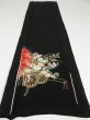 Photo6: 2N04z80 Japanese Kimono Silk  FABRIC Black Hanaguruma 51.2" (6)