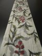 Photo5: 1Q03z50 Vintage Japanese Kimono Silk MEISEN FABRIC Light gray Plants 59.8" (5)