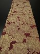 Photo4: 1P01z60 Japanese Kimono Silk  FABRIC Wine red Rose 41.7" (4)