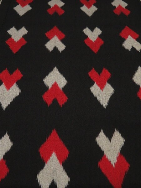 Photo1: 1Z04z90 Vintage Japanese Kimono Silk  FABRIC Black Hearts 64.6" (1)