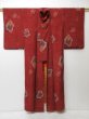 Photo10: 0716T02z500 Vintage Japanese Kimono Silk KOMON Red-Brown Flower (10)