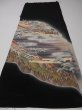 Photo5: 2H01z100 Japanese Kimono Silk Artist work FABRIC Black Rock garden 45.7" (5)