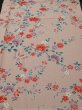 Photo1: 1A05z90 Japanese Kimono Silk  FABRIC Pink Flowers 66.1" (1)