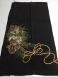 Photo1: 3C01z160 Japanese Kimono Silk  FABRIC Black Hanaguruma 46.5" (1)