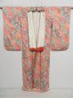 Photo10: 0909i04z900 Japanese Kimono Silk KOMON Coral pink Flowers (10)