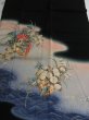 Photo1: 3K01z180 Japanese Kimono Silk  FABRIC Black Flower arrangement 46.5" (1)