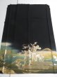 Photo6: 3K02z140 Japanese Kimono Silk Artist work FABRIC Black Royal cart 38.6" (6)