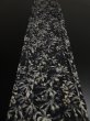 Photo5: 1C05z70 Vintage Japanese Kimono Silk  FABRIC Black Flower 49.6" (5)