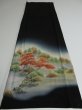 Photo6: 1Z04z80 Japanese Kimono Silk Artist work FABRIC Black Garden 44.9" (6)