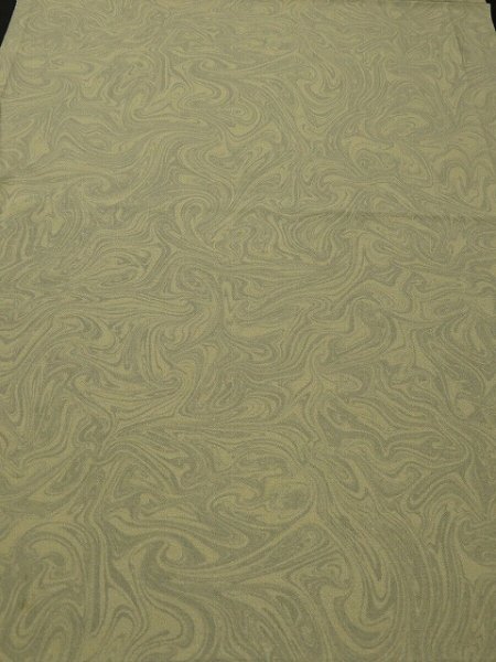 Photo1: 1S01z60 Japanese Kimono Silk  FABRIC Light olive, Light gray Suminagashi 40.9" (1)