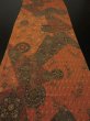 Photo5: 1S01z70 Japanese Kimono Crepe Silk  FABRIC Orange-Brown Flowers 39.4" (5)