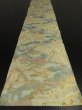 Photo7: 1D01z330 Japanese Kimono Silk OBI FABRIC Light gray Pine, Stream 99.2" (7)