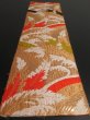 Photo7: 1A01z190 Vintage Japanese Kimono Silk OBI FABRIC Gold Leaf, Wave 44.1" (7)