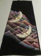 Photo5: 2Q02z100 Japanese Kimono Silk Artist work FABRIC Black Crane, Wave 40.9" (5)